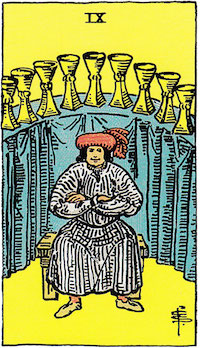 Tarotová karta Kalichová deviatka