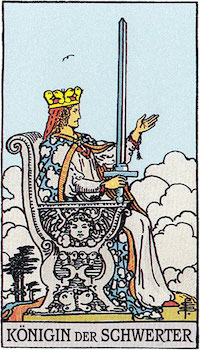 Tarotová karta Mečová kráľovná